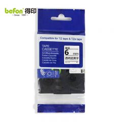 得印 标签机色带不干胶兄弟标签纸色带6mm AZe-111透明底黑字TZc TZe  个