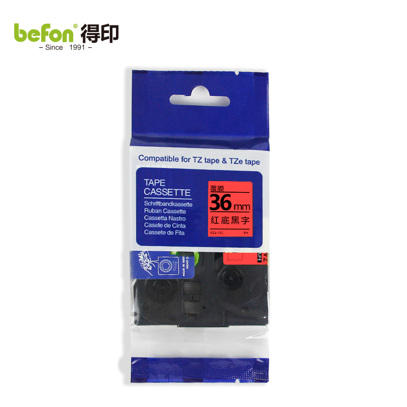 得印 标签机色带不干胶 36mmAZe-461红底黑字适用兄弟brotherPT-D200等 个