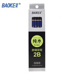 宝克（BAOKE） 六角笔杆原木铅笔素描绘图学生铅笔 考试用学生铅笔 办公用品 学习文具 12支 2B六角杆纯木铅笔 PL1602
