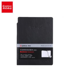 齐心 C5851 软皮面创意斜绑带文具笔记本子/记事本/日记本 A5 98张 黑色  本