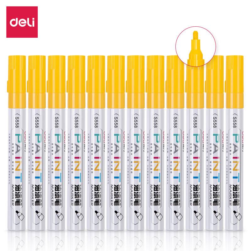 得力 油漆笔 S558 黄色（12支/盒）