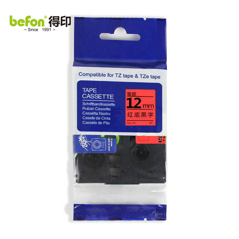 得印  标签机色带12mmAZe-431红底黑字  个