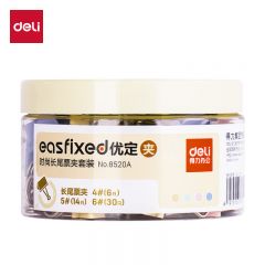 得力 长尾夹 票夹套装(混) 8520A (筒)