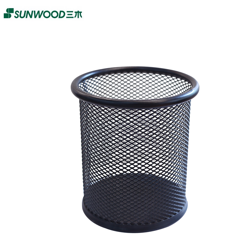 三木（SUNWOOD） 1201 圆形笔筒 金属丝网 Φ90*100mm 黑色 个