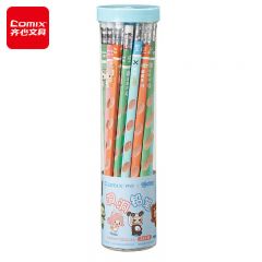 齐心 洞洞铅笔带橡皮头-24支装 HB 黑 MWMP0004-24 /套