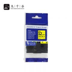 九千谷 标签机色带 12mm AZe-631黄底黑字