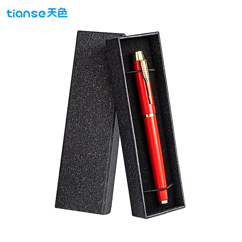 天色（TIANSE）金属笔杆中性笔 0.5mm会议签字笔礼盒办公礼品笔子弹头水笔礼物 TS-1214 红色
