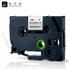 九千谷标签机色带24mm WZe-151 透明底黑字