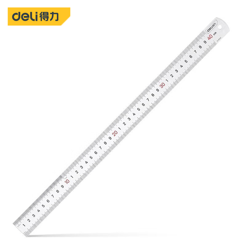 得力 不锈钢测量工具钢尺 40CM 钢直尺 DL8040
