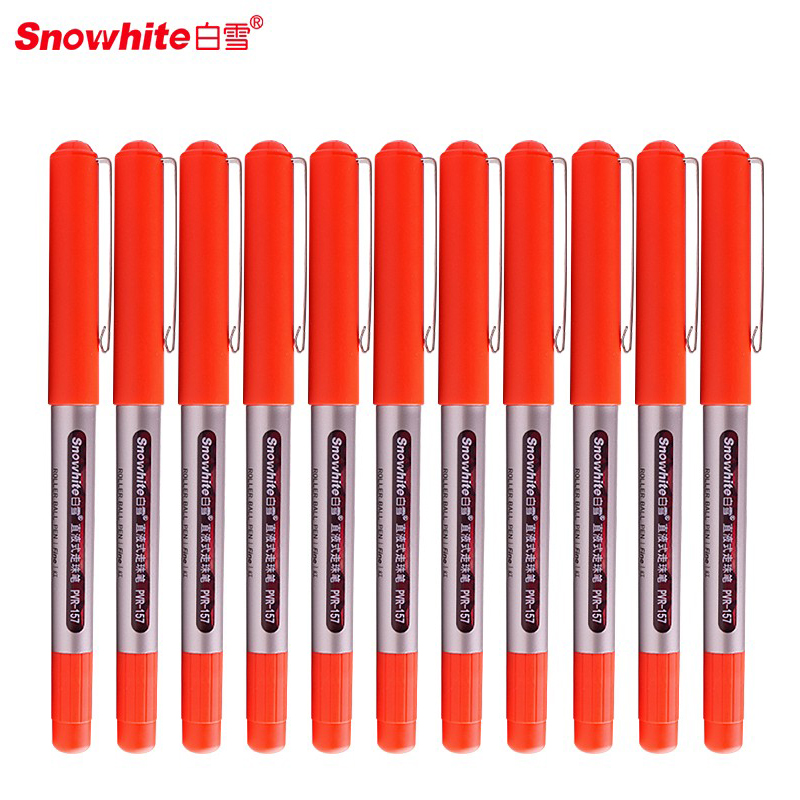 白雪(snowhite) 直液式走珠笔子弹型0.7mm 加粗中性笔 签字笔 PVR-157 12支/盒 红色