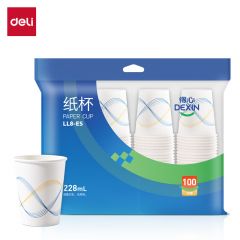 得力（deli）得心LL8纸杯228mL(白色)(100只/袋)（袋）适用于办公家用商务接待