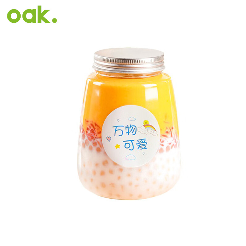 欧橡（OAK） 奶茶杯一次性饮料杯杨枝甘露瓶子带盖果汁咖啡饮品杯350ml*10只C1552