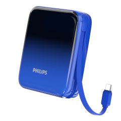 飞利浦（PHILIPS） 自带双线充电宝10000毫安时轻薄小巧可上飞机移动电源 蓝黑色 DLP2209L/93