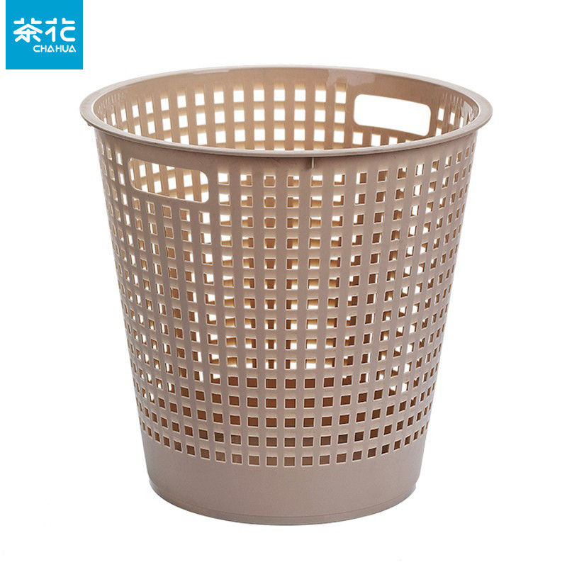 茶花（CHAHUA） 1205家用中号咖啡色垃圾筒1个镂空设计加厚增韧