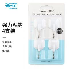 茶花（CHAHUA）粘钩挂钩挂衣钩2912平面五金粘钩1板4个（计量单位：卡）