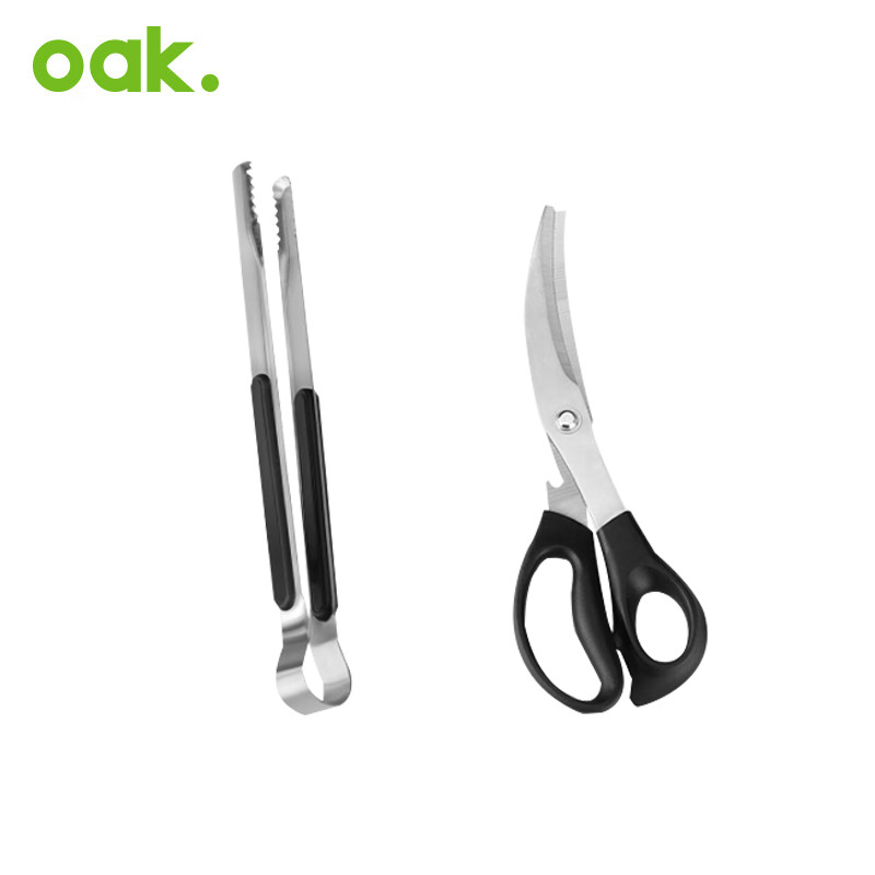 欧橡（OAK） 硅胶食品夹子烧烤工具烤肉夹子剪刀套装牛排夹厨房烧烤夹剪子C905