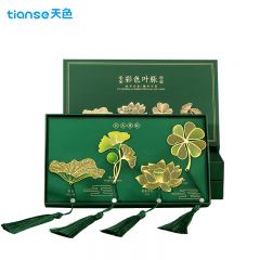 天色 彩色叶脉黄铜书签 TS-5882 盒