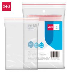 得力（deli） 食品密封袋5号13*10cm 防水防尘保鲜收纳PE透明 100只透明 3024