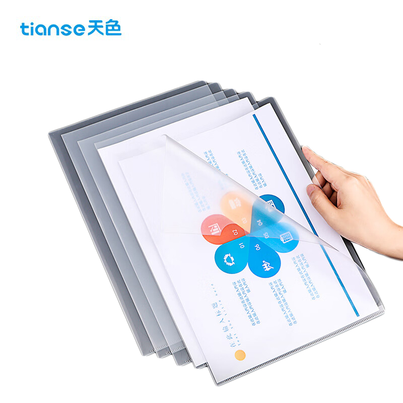 天色（TIANSE）10只A4L型文件夹 加厚0.18mm透明文件袋文件套 单片文件夹 TS-241