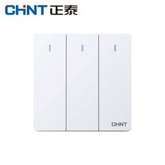 正泰（CHNT）开关插座墙壁面板家用86型面板三联单控开关NEW6C白色