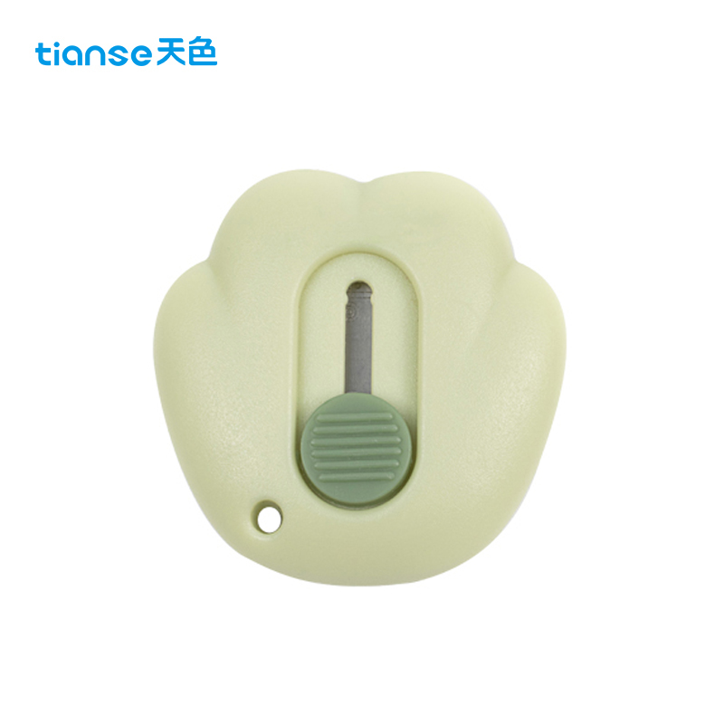 天色 迷你随身美工刀 学生美术裁纸刀小号可爱随身刀子文具 TS-2712 绿色熊掌