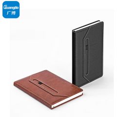 广博（GuangBo）A5笔记本 皮面本 记事本可插笔 96张黑色GBP20057ES
