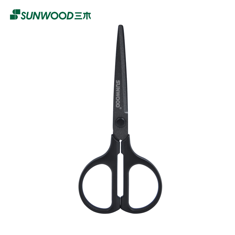 三木（SUNWOOD） 名匠系列150mm特氟龙防粘防锈家用剪刀/办公用品黑色MC31