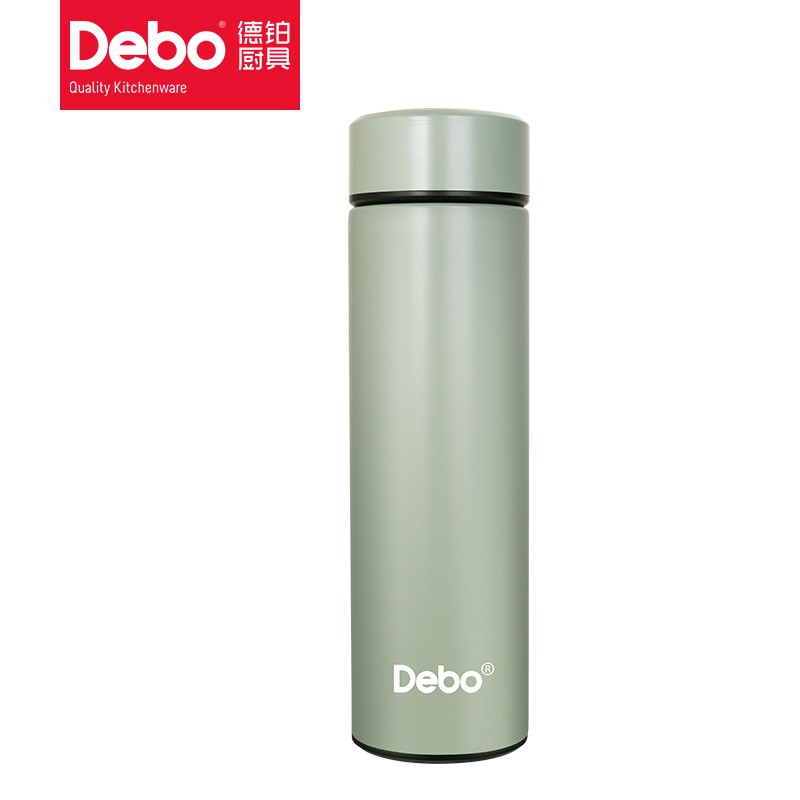 徳铂（Debo） 智能显示温度保温杯不锈钢直身杯500ml 不莱梅 绿色 DEP-736