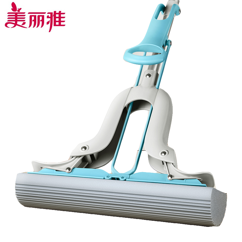 美丽雅（MARYYA）拖布胶棉拖把28cm共2个拖头可伸缩把杆拖地不累腰 HC068698