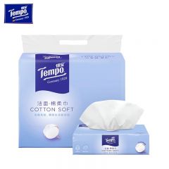 得宝（TEMPO） 棉柔巾 90抽*3包 锁水不掉絮 干湿两用纯棉洗脸巾