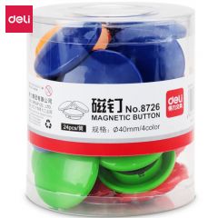 得力（deli） 8726 彩色白板磁钉/吸铁石/磁铁冰箱贴直径白板配件强力磁铁吸铁石教学图钉黑板磁性吸力 24粒/筒