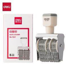 得力 7527 转轮式日期印章 年月日可调时间 财务办公用品 橡胶材质按压使用