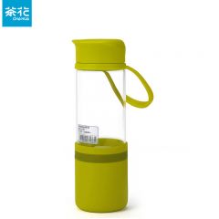 茶花（CHAHUA）玻璃杯绿色小号400ml瓶盖弧面设计 6219