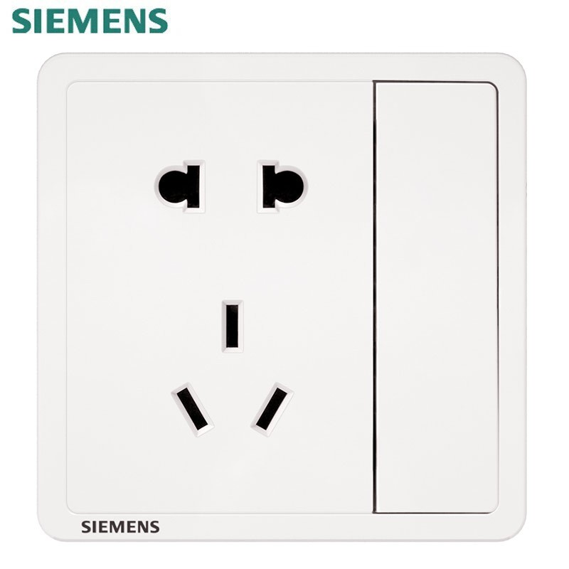 西门子（SIEMENS）开关插座面板 致典系列雅白色 五孔插座带双控开关