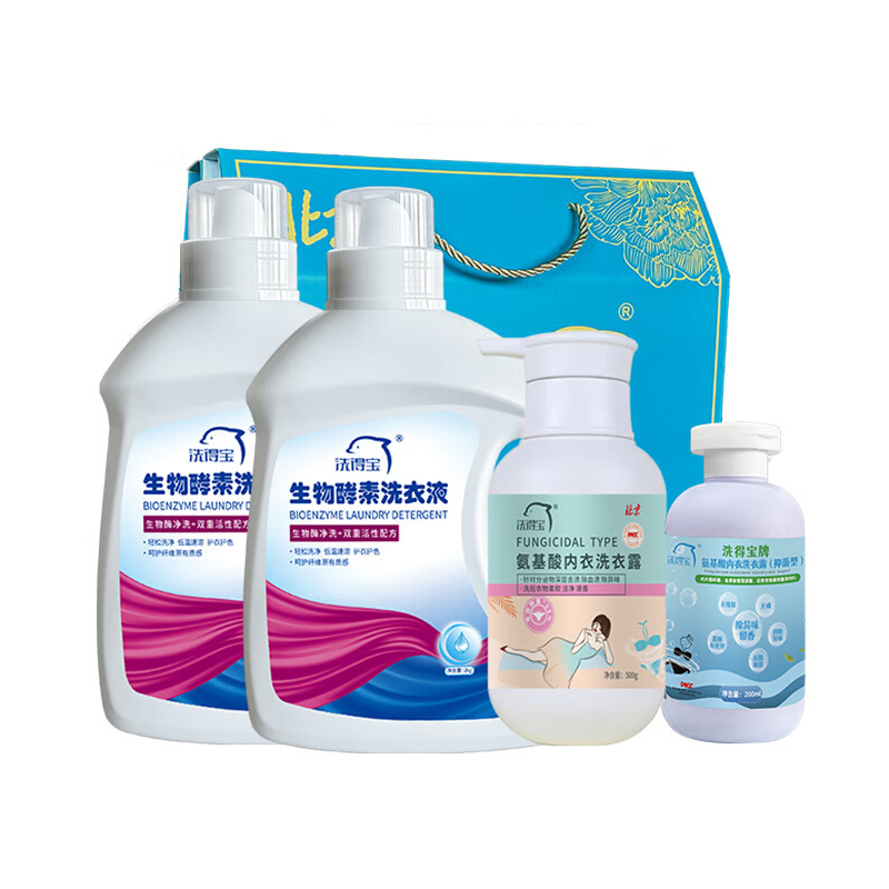 洗得宝 洗护清洁4件套6kgB款洗衣液2kg*2+内衣洗衣露500ml+200ml