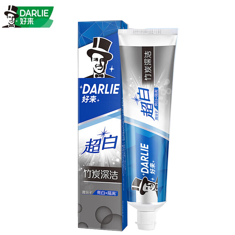 好来（DARLIE） 超白茶倍健牙膏清新口气含氟防蛀牙亮白牙齿竹炭深洁90g