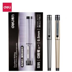 得力(deli) 12支/盒 S95商务中性笔0.5mm水笔签字笔办公用品黑色