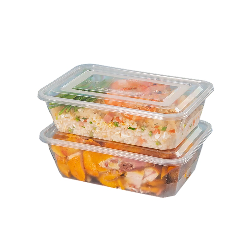 特美居（temeiju） 特美居一次性饭盒长方形透明塑料快餐盒加厚带盖打包盒餐具50套装1500ml