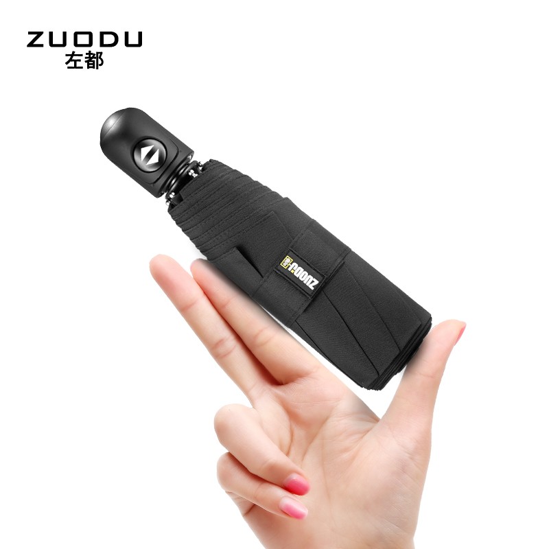 左都（ZUODU） 轻简五折晴雨伞黑色8骨全自动折叠晴雨伞女小巧便携迷你超轻男五折伞
