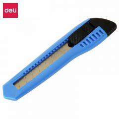 得力（deli） 2003美工刀 蓝色 大号通用办公家具裁纸刀 手动锁定 办公用品