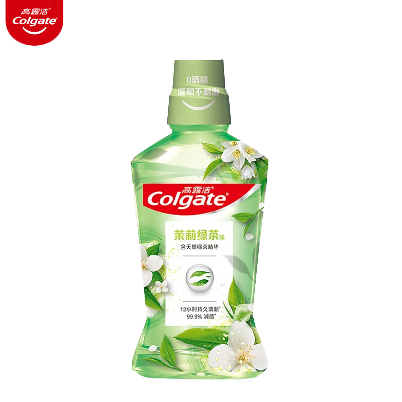 高露洁（colgate）清新口气成人牙龈护理无酒精 绿茶味漱口水500ml