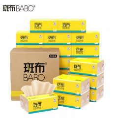 斑布（BABO）DBCR90D24-X 超韧抽纸餐巾纸竹浆纸天然无香母婴可用不掉屑3层90抽*24包