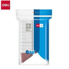 得力（deli）19213双层纸杯 木浆纸(20只/袋)228ml 红色一次性杯子 办公用品