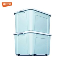 禧天龙 加厚塑料衣物收纳箱玩具整理箱储物箱 蓝色带轮 超大号110升2个装