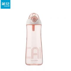 茶花（CHAHUA）塑料水杯运动旅行便携简约水壶学生弹盖优孚随行杯 【粉色050020】680ml 1个装