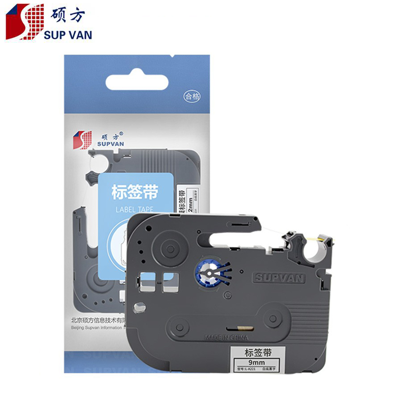 硕方 标签机 色带 标签带 覆膜透明底黑字 9mm L-121