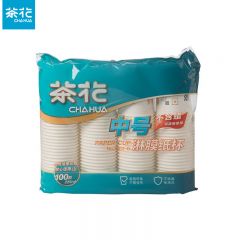 茶花（CHAHUA）加厚一次性纸杯中号100只装3102D淋膜纸杯225ml 1包共100只