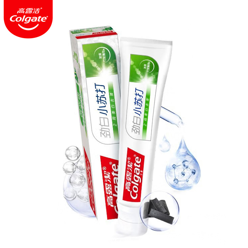 高露洁（colgate） 劲白小苏打竹炭薄荷美白牙膏180g 去渍清新口气