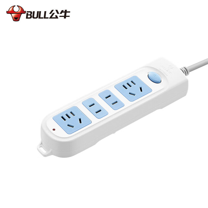公牛（BULL） GN-607 5米 新国标插座/插线板/插排/排插/接线板/拖线板 分控开关拖线板带儿童保护门 4位总控 蓝白色