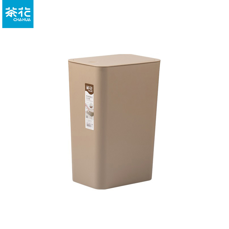 茶花（CHAHUA） 204001 塑料垃圾桶家用卫生间带盖客厅厕所卧室厨房大容量高颜值 【咖啡色9.1L】弹盖式垃圾桶